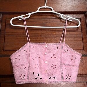 Zara Pink Embroidered Crop Top